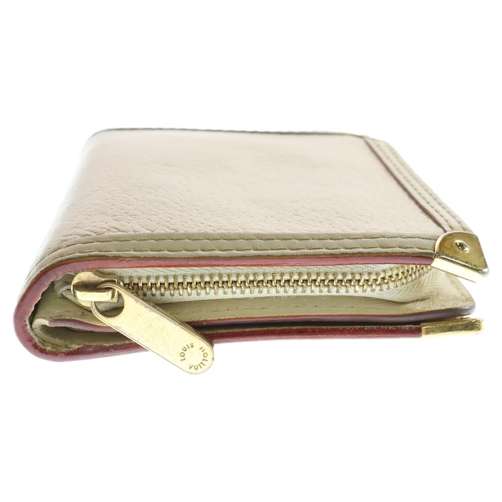 LOUIS VUITTON(ルイヴィトン) スハリ コンパクトジップ ブロン ウォレット 二つ折り財布 アイボリー レザー M91831 ゴールド金具 レディース