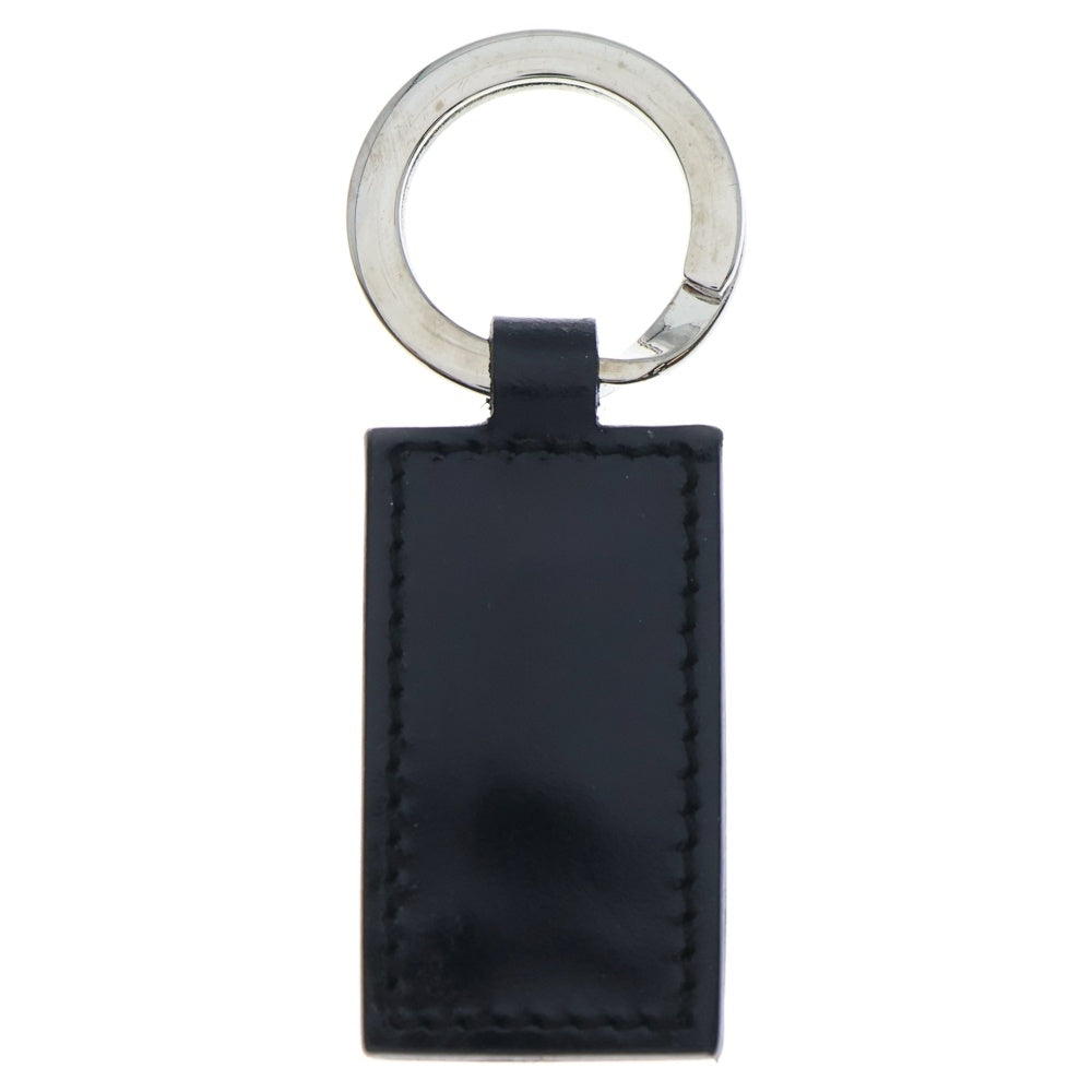 GUCCI(グッチ) キーリング キーホルダー バッグチャーム ブラック レザー シルバー金具 レディース