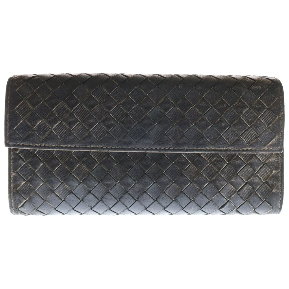 BOTTEGA VENETA(ボッテガヴェネタ) イントレチャート 二つ折り長財布 ロングウォレット カードケース メタリックブラウン レザー ブラウン金具