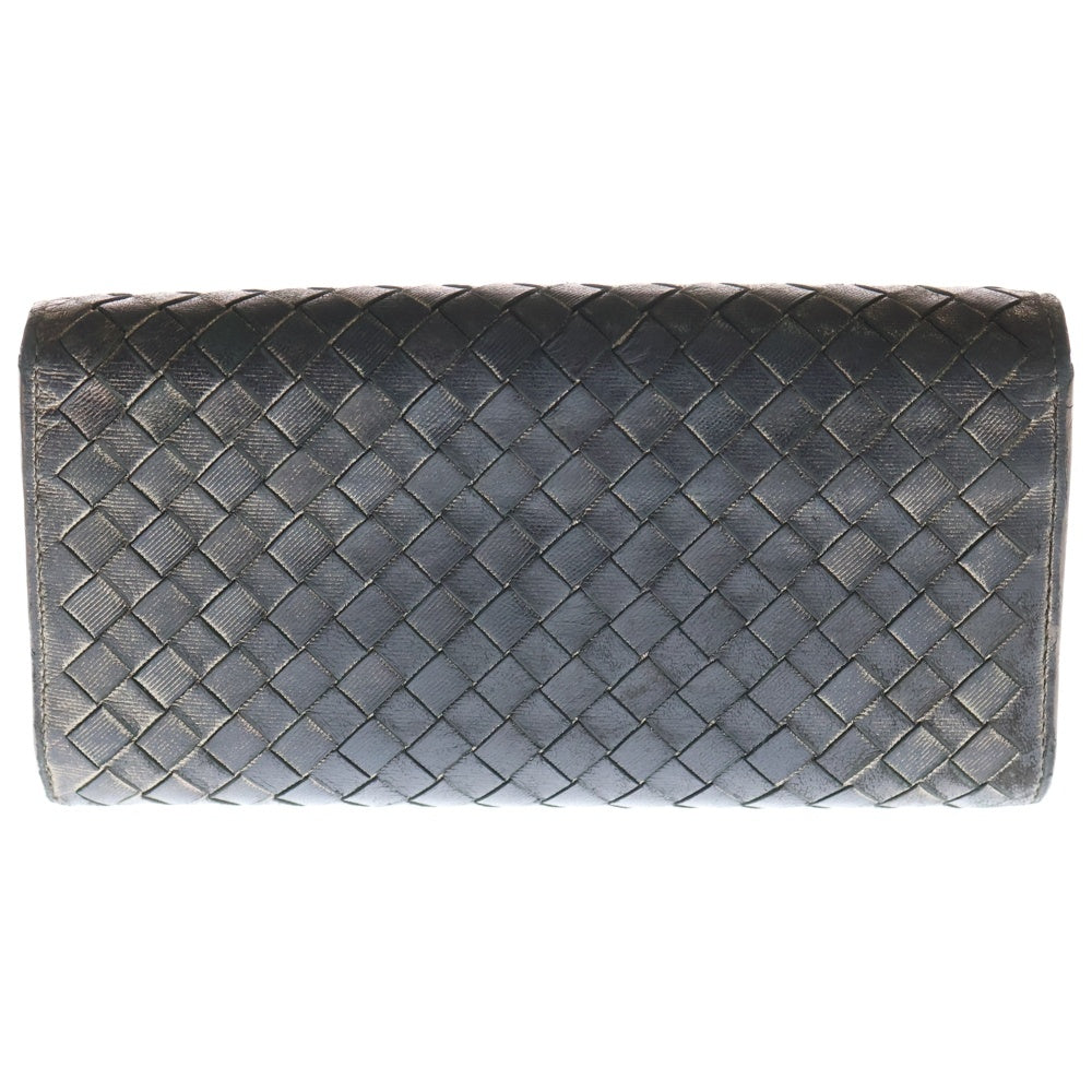 BOTTEGA VENETA(ボッテガヴェネタ) イントレチャート 二つ折り長財布 ロングウォレット カードケース メタリックブラウン レザー ブラウン金具