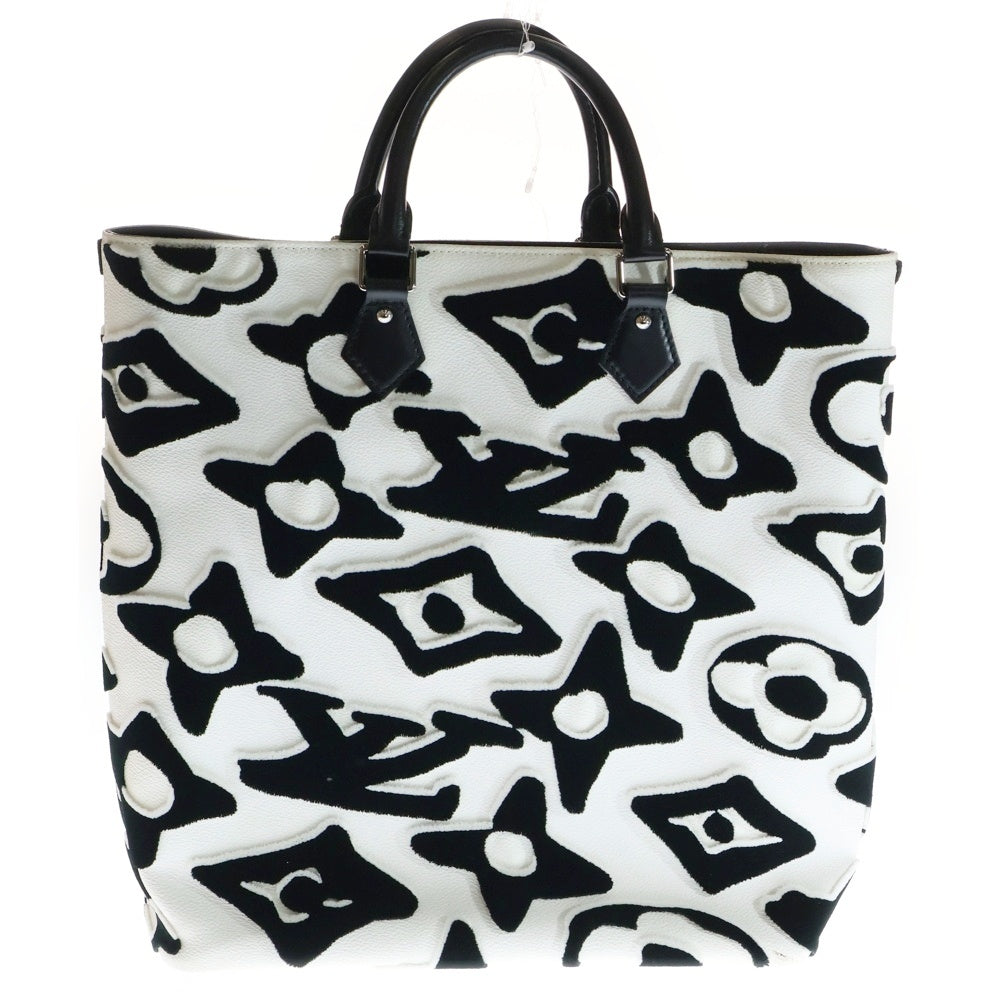 LOUIS VUITTON(ルイヴィトン) ×ウルス フィッシャー UF カバ タフテッド モノグラム PVC レザー トートバッグ シルバー金具 ホワイト/ブラック M45567 レディース