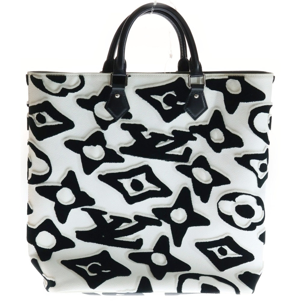 LOUIS VUITTON(ルイヴィトン) ×ウルス フィッシャー UF カバ タフテッド モノグラム PVC レザー トートバッグ シルバー金具 ホワイト/ブラック M45567 レディース
