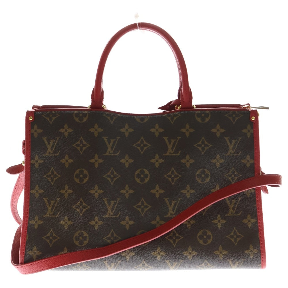 LOUIS VUITTON(ルイヴィトン) モノグラム ポパンクールPM トートバッグ ハンドバッグ ショルダーバッグ ブラウン×レッド レザー×PVC M43433 ゴールド金具 レディース