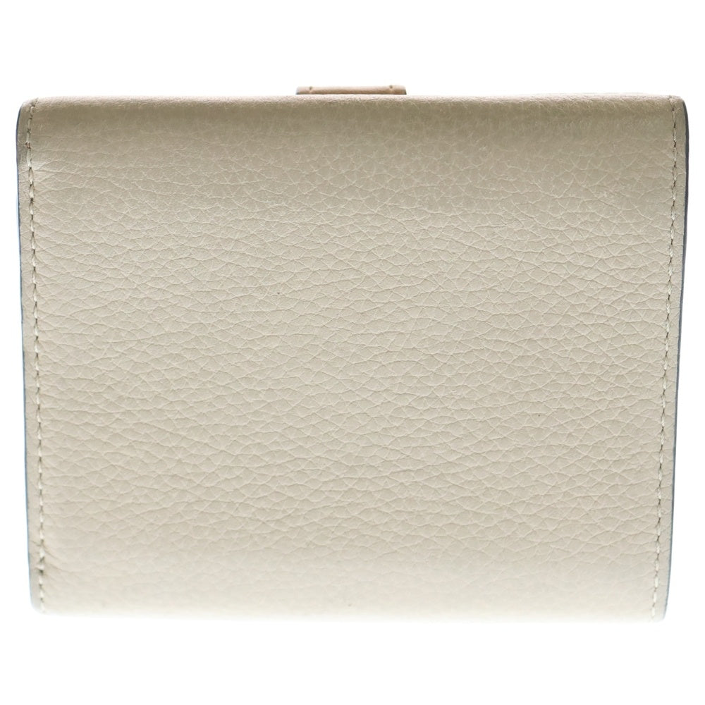 LOEWE(ロエベ) トライフォールドウォレット コンパクトウォレット 三つ折り財布 ブラウン×ベージュ レザー シルバー金具