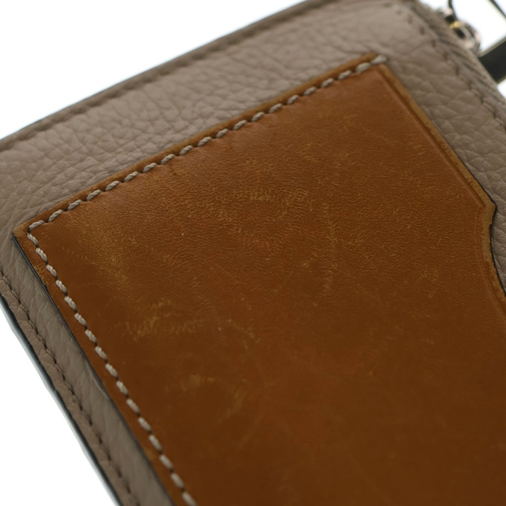 LOEWE(ロエベ) アナグラム フラグメントケース カードケース 小物入れ ブラウン×ベージュ レザー シルバー金具