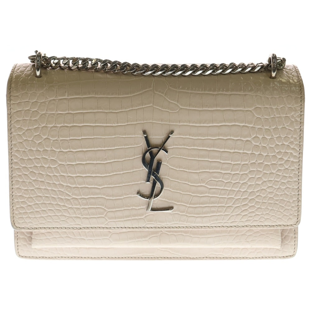 SAINT LAURENT PARIS(サンローランパリ) サンセット チェーン ショルダーバッグ ハンドバッグ アイボリー 型押しレザー 442906