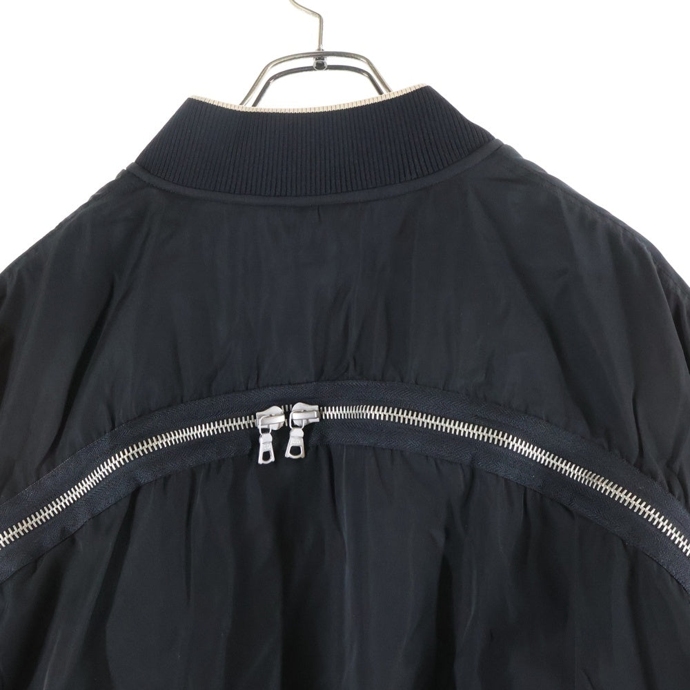DRIES VAN NOTEN(ドリスヴァンノッテン) バックジップデザイン ジップアップ 中綿 ボンバージャケット ブルゾン ブラック