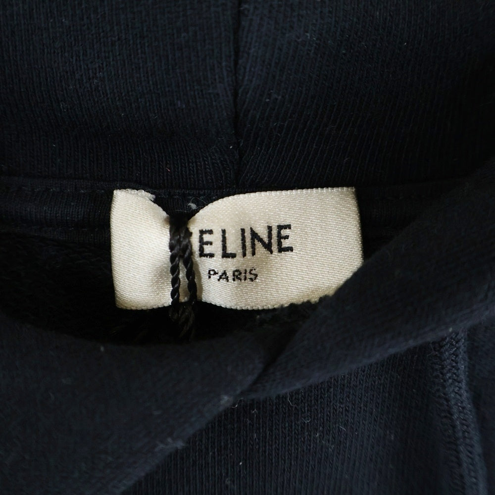 CELINE(セリーヌ) バックロゴプリント ラグランスリーブ プルオーバースウェットパーカー フーディー ブラック 2Y006917G レディース