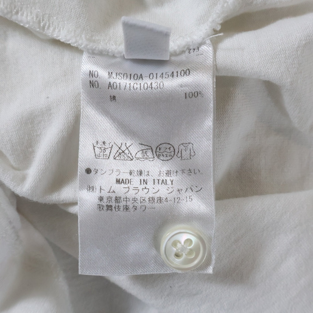 THOM BROWNE(トムブラウン) トリコロールライン クルーネック 半袖 ポケット Tシャツ カットソー ホワイト MJS010A-01454100 レディース