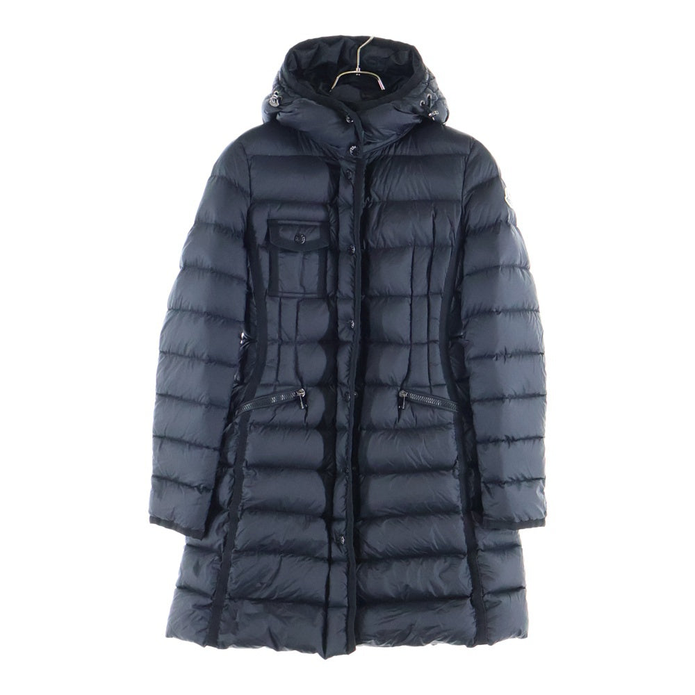 MONCLER(モンクレール) 17AW HERMINE エルミンヌ ワッペンロゴ フーデッド ジップアップ ダウン ロング ジャケット コート ブラック レディース C20934930005 53048