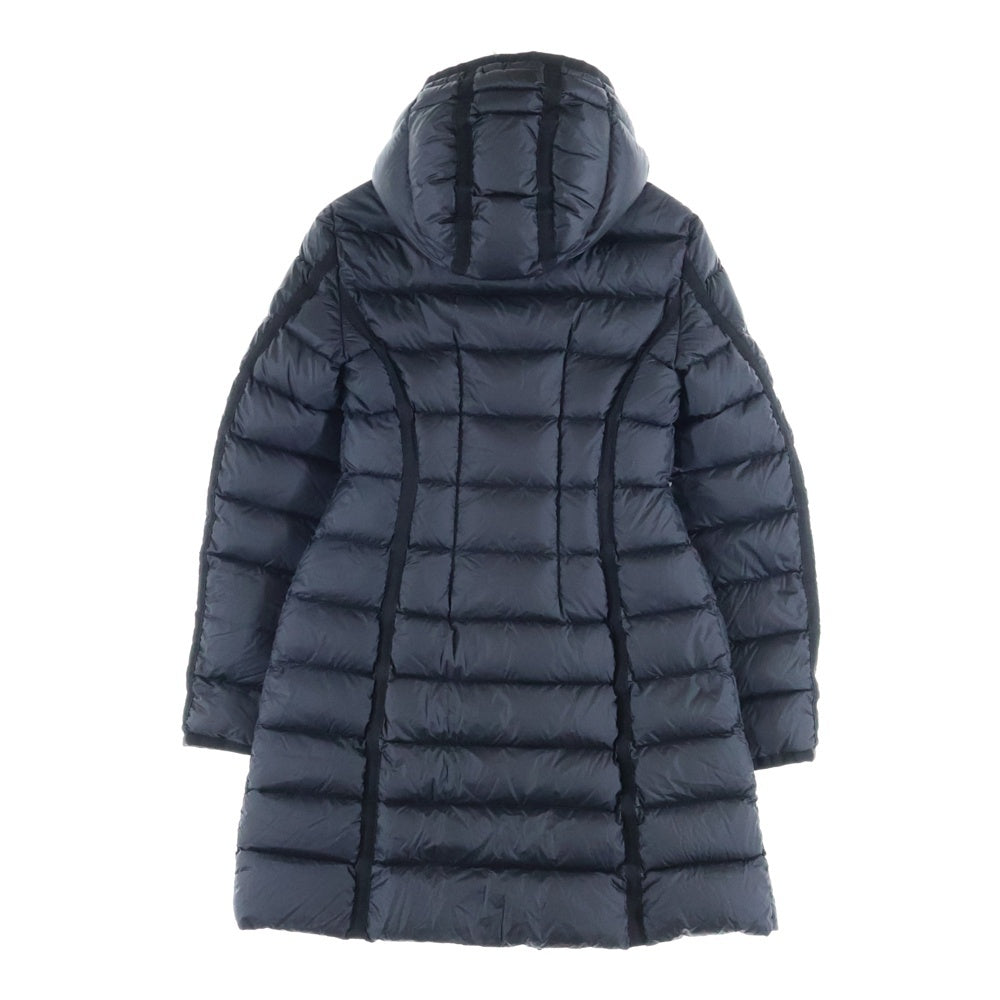 MONCLER(モンクレール) 17AW HERMINE エルミンヌ ワッペンロゴ フーデッド ジップアップ ダウン ロング ジャケット コート ブラック レディース C20934930005 53048