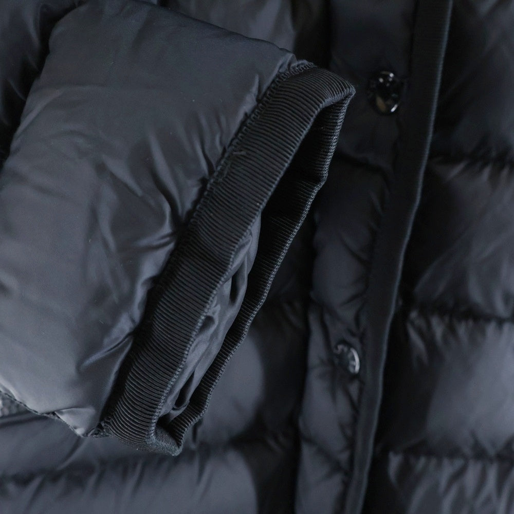 MONCLER(モンクレール) 17AW HERMINE エルミンヌ ワッペンロゴ フーデッド ジップアップ ダウン ロング ジャケット コート ブラック レディース C20934930005 53048