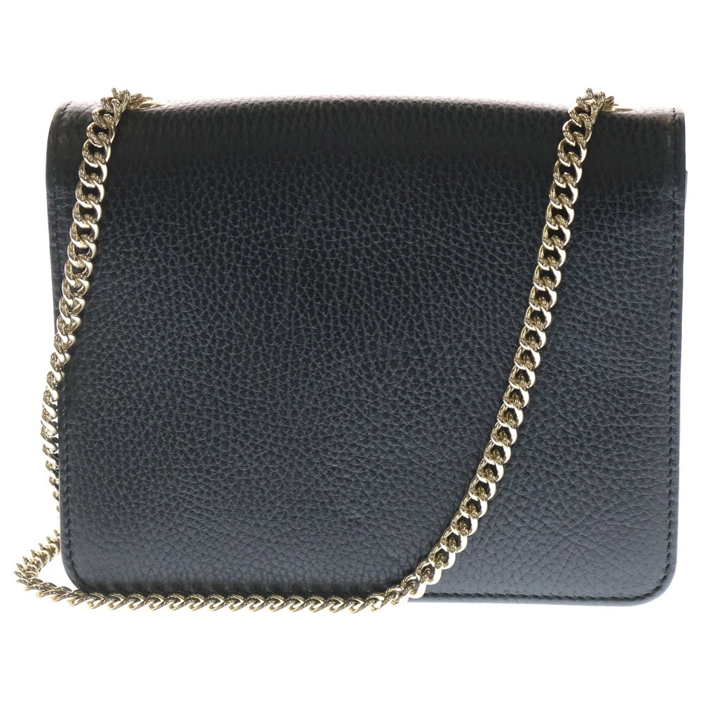GUCCI(グッチ) インターロッキングG チェーンショルダーバッグ ブラック レザー 510304 ゴールド金具 レディース