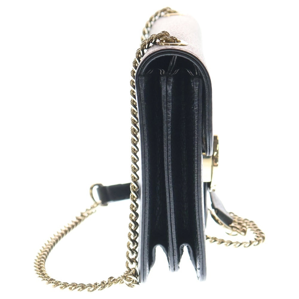 GUCCI(グッチ) インターロッキングG チェーンショルダーバッグ ブラック レザー 510304 ゴールド金具 レディース