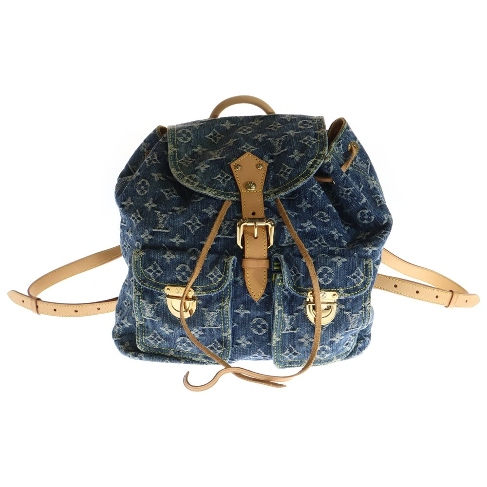 LOUIS VUITTON(ルイヴィトン) サックアドGM モノグラム デニム レザー バックパック リュックサック ゴールド金具 インディゴ/ブラウン M95056 レディース