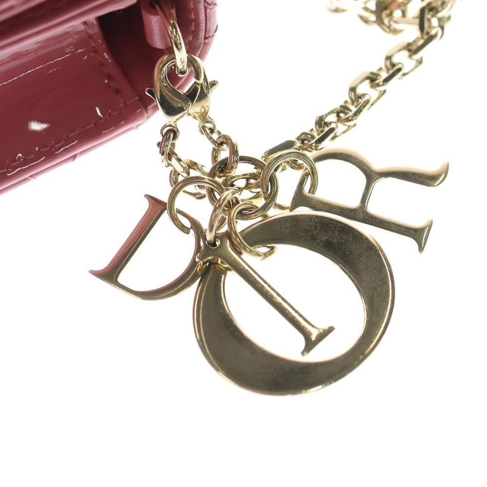 Christian Dior(クリスチャンディオール) カナージュ ショルダーウォレット チェーンバッグ ミニバッグ ピンク パテント ゴールド金具