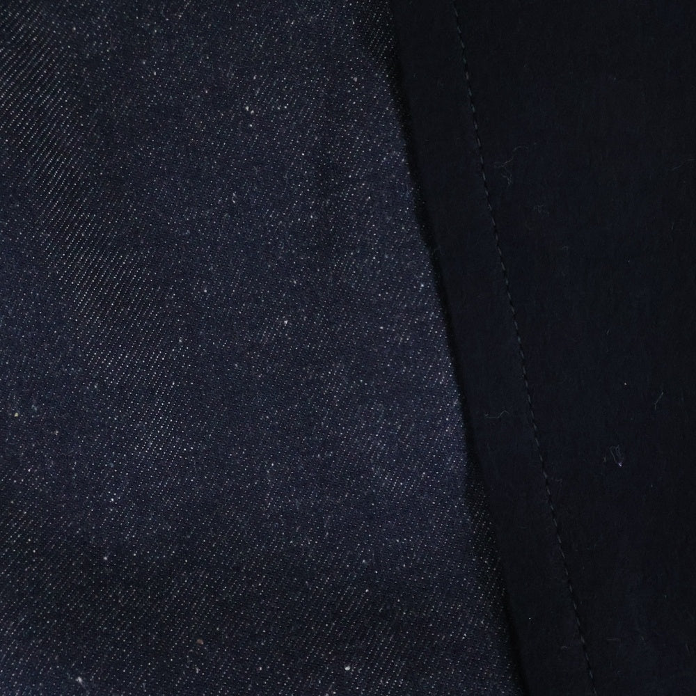 Sacai(サカイ) 24SS アシンメトリー メルトンウール切り替え デニム フレア ミディアムスカート インディゴ/ネイビー レディース 24-07352