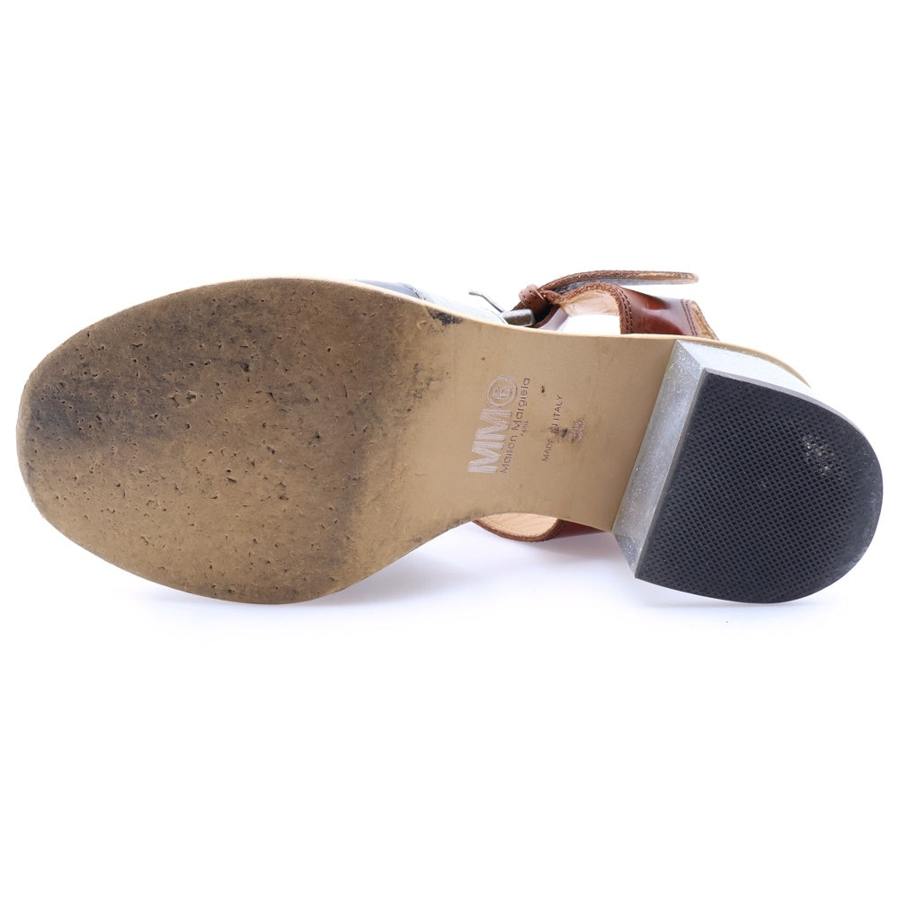 MM6 Maison Margiela(エムエムシックスメゾンマルジェラ) クリアヒール パテントレザー ストラップサンダル シューズ ブラウン/グレー レディース