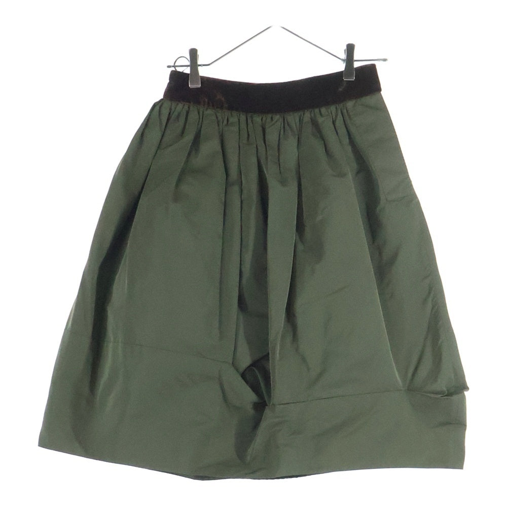 LOUIS VUITTON(ルイヴィトン) 06AW シルク混 ベロア切り替え ギャザー ミディアム フレア スカート カーキ レディース RW062B WJSK28PFC