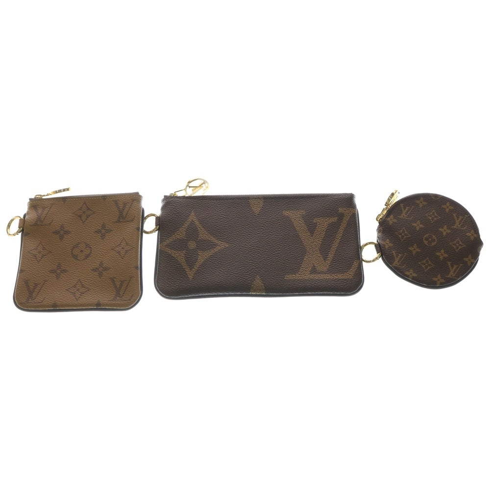 LOUIS VUITTON(ルイヴィトン) モノグラム ポシェットトリオ セカンドバッグ バッグチャーム ポーチ ケース ブラウン PVC M68756 ゴールド金具 レディース