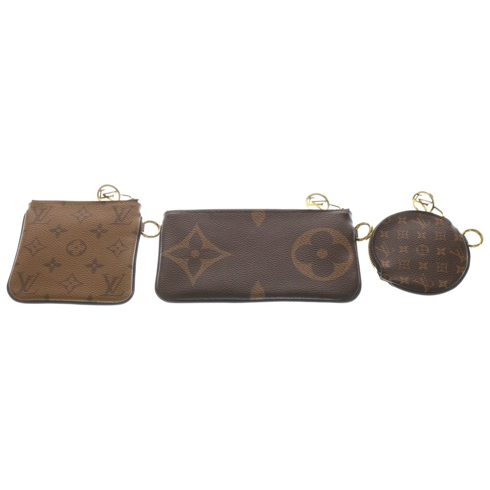 LOUIS VUITTON(ルイヴィトン) モノグラム ポシェットトリオ セカンドバッグ バッグチャーム ポーチ ケース ブラウン PVC M68756 ゴールド金具 レディース