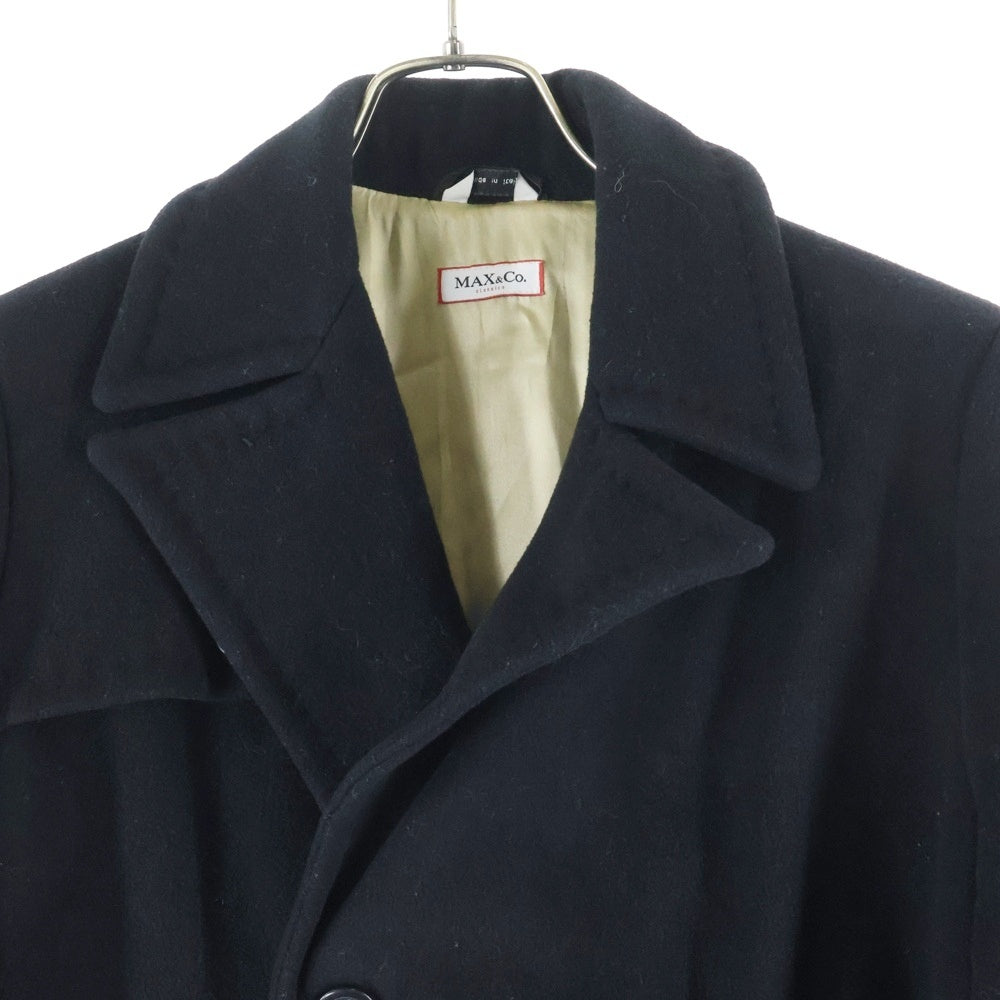 MAX&CO(マックス アンド コー) メルトンウール ダブルブレスト チェスターコート ブラック レディース