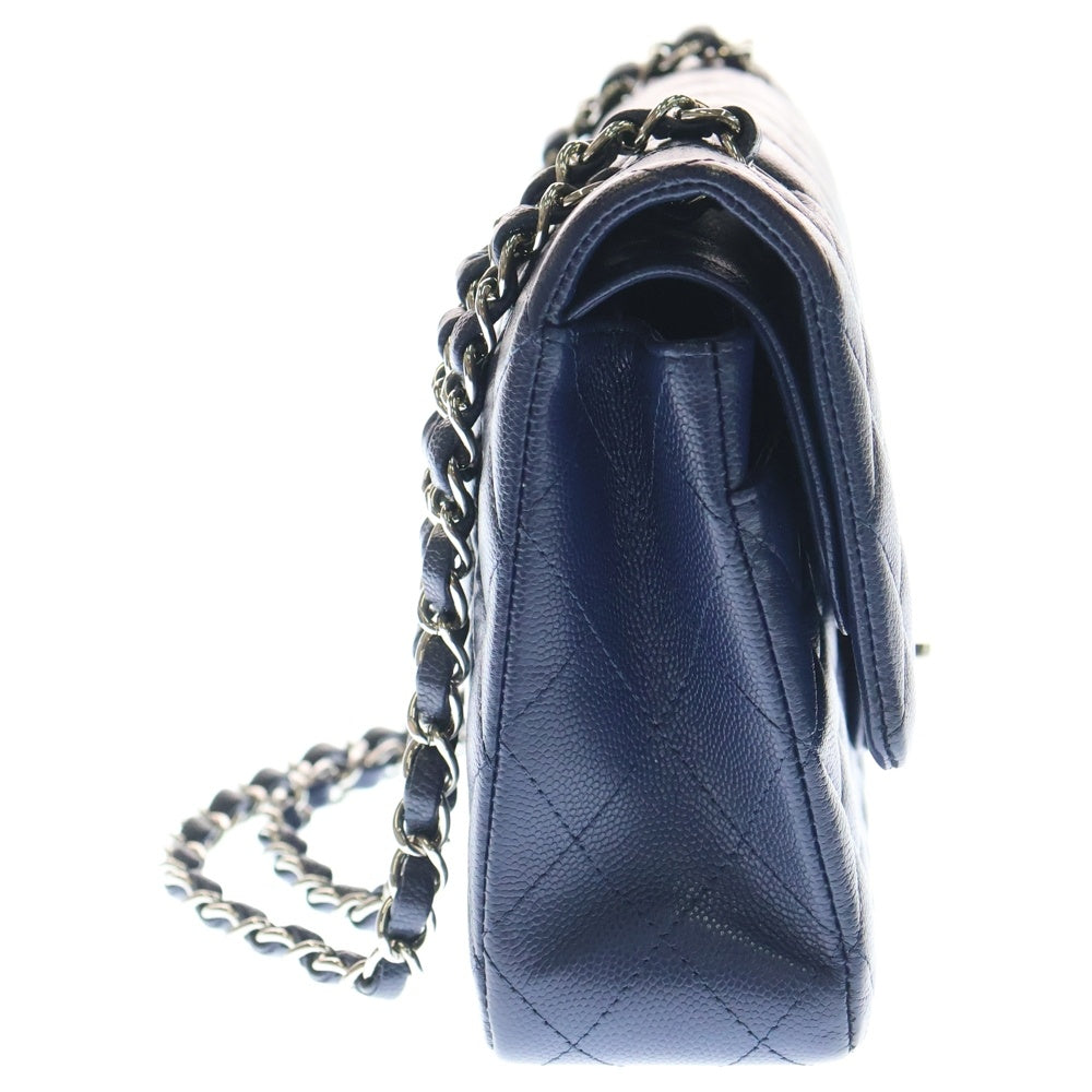 CHANEL(シャネル) マトラッセ25 ココマーク キャビアスキン レザー Wフラップ/Wチェーンショルダーバッグ ネイビー SV金具 A01112 レディース