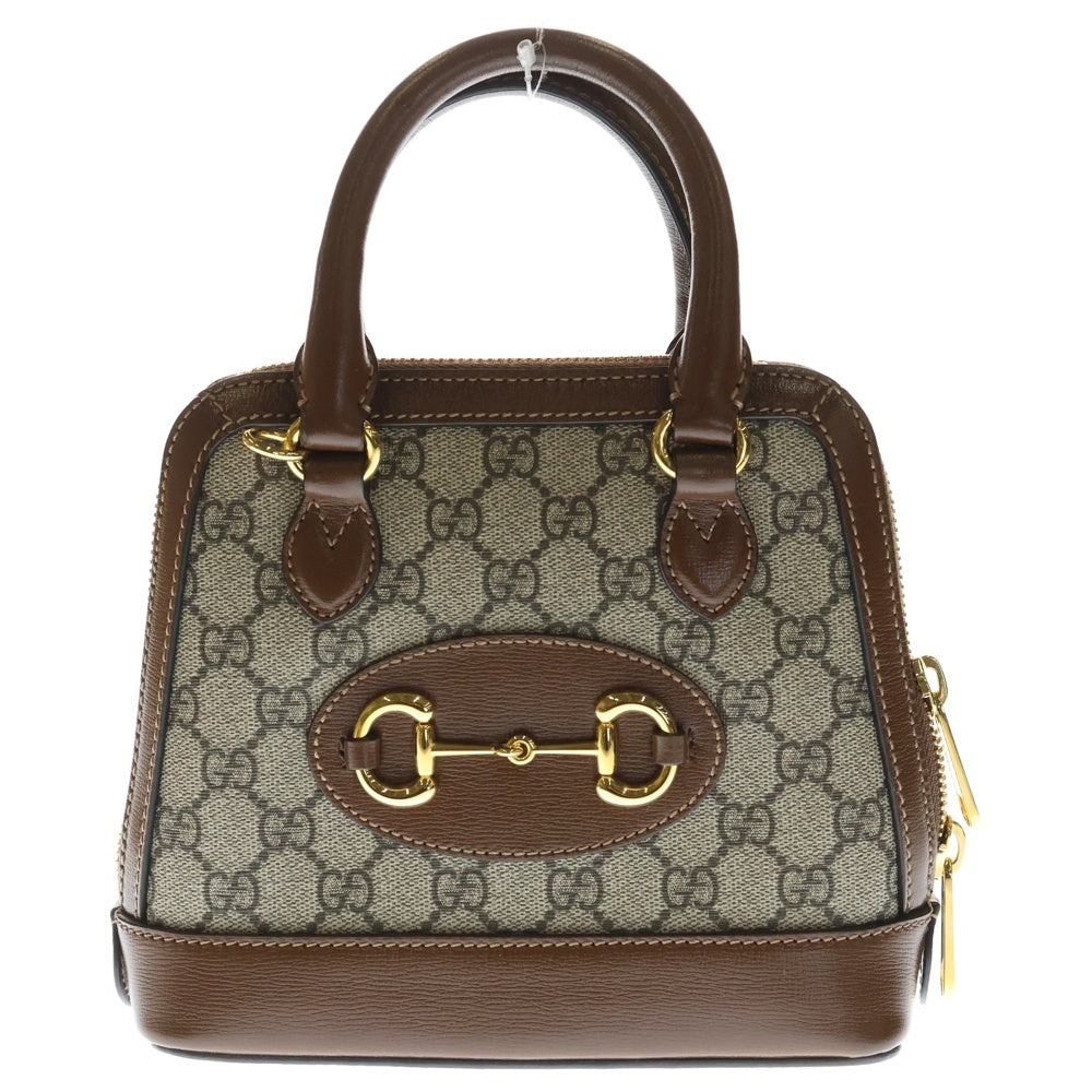 GUCCI(グッチ) GGスプリーム ミニ トップハンドルバッグ 2WAY レザーハンドバッグ ショルダーバッグ ブラウン 640716 レディース