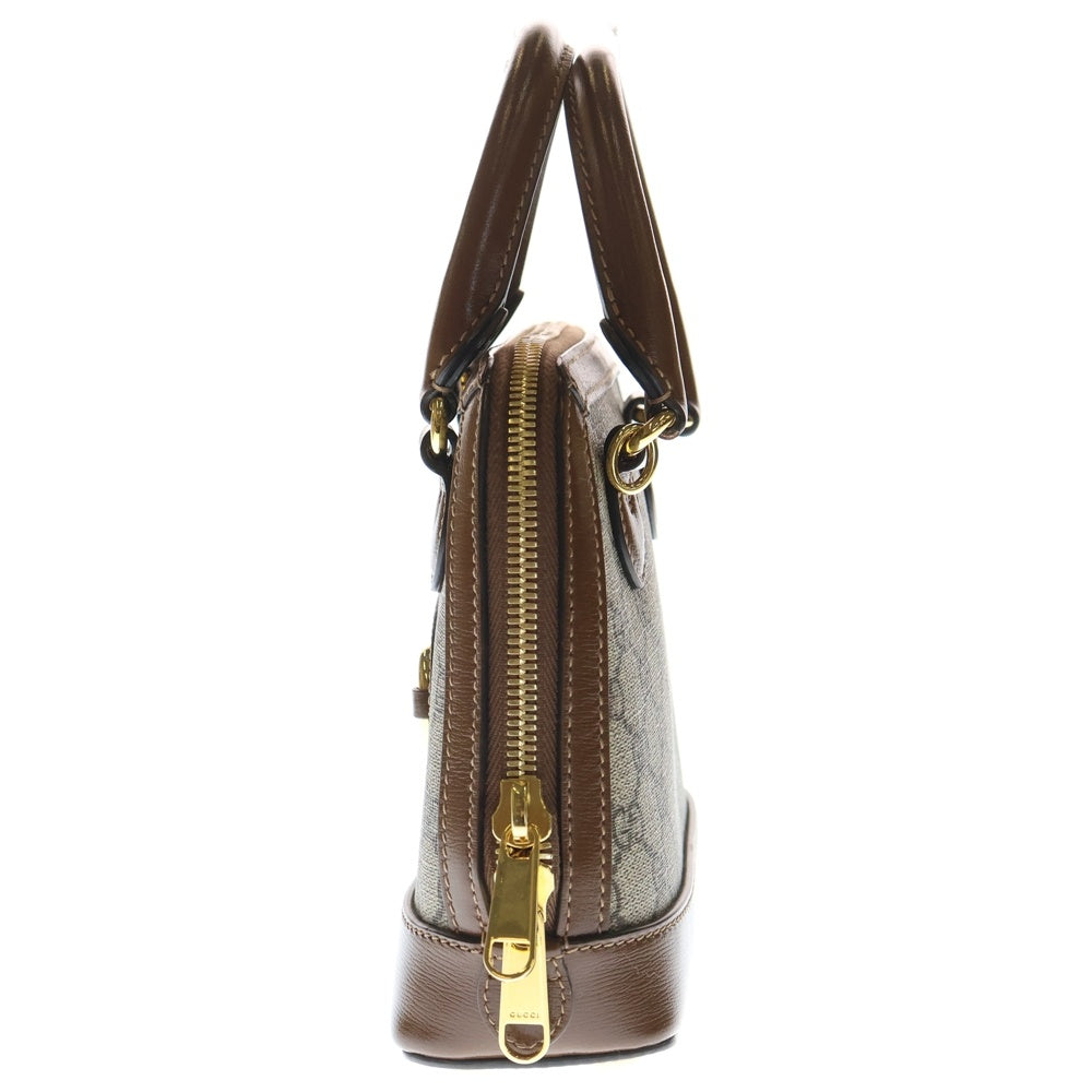 GUCCI(グッチ) GGスプリーム ミニ トップハンドルバッグ 2WAY レザーハンドバッグ ショルダーバッグ ブラウン 640716 レディース