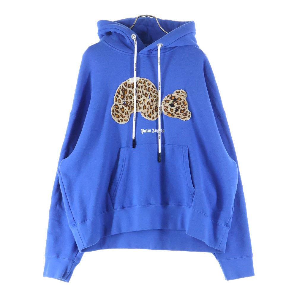 Palm Angels(パームエンジェルス) アイコニック テリーパッチ ロゴプリント プルオーバースウェットパーカー フーディー ブルー PMBB058S22FLE008