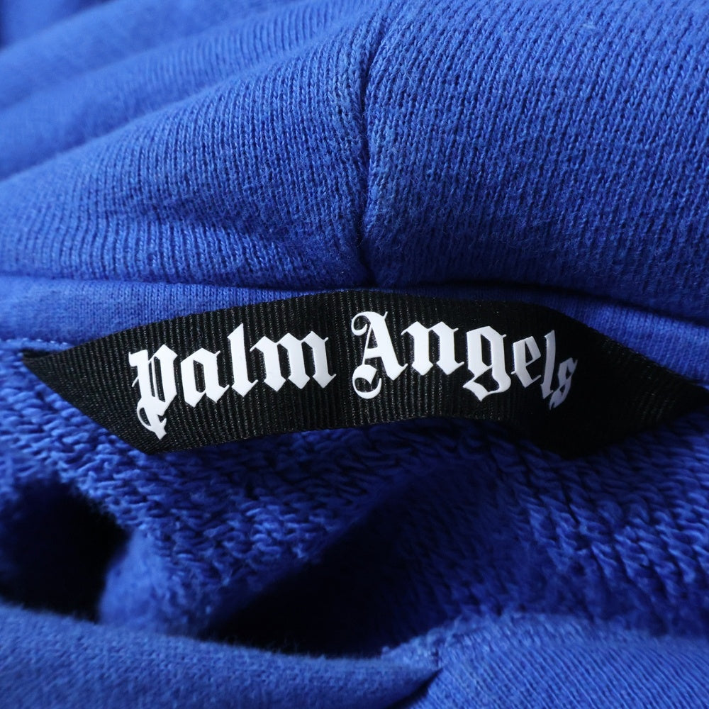 Palm Angels(パームエンジェルス) アイコニック テリーパッチ ロゴプリント プルオーバースウェットパーカー フーディー ブルー PMBB058S22FLE008