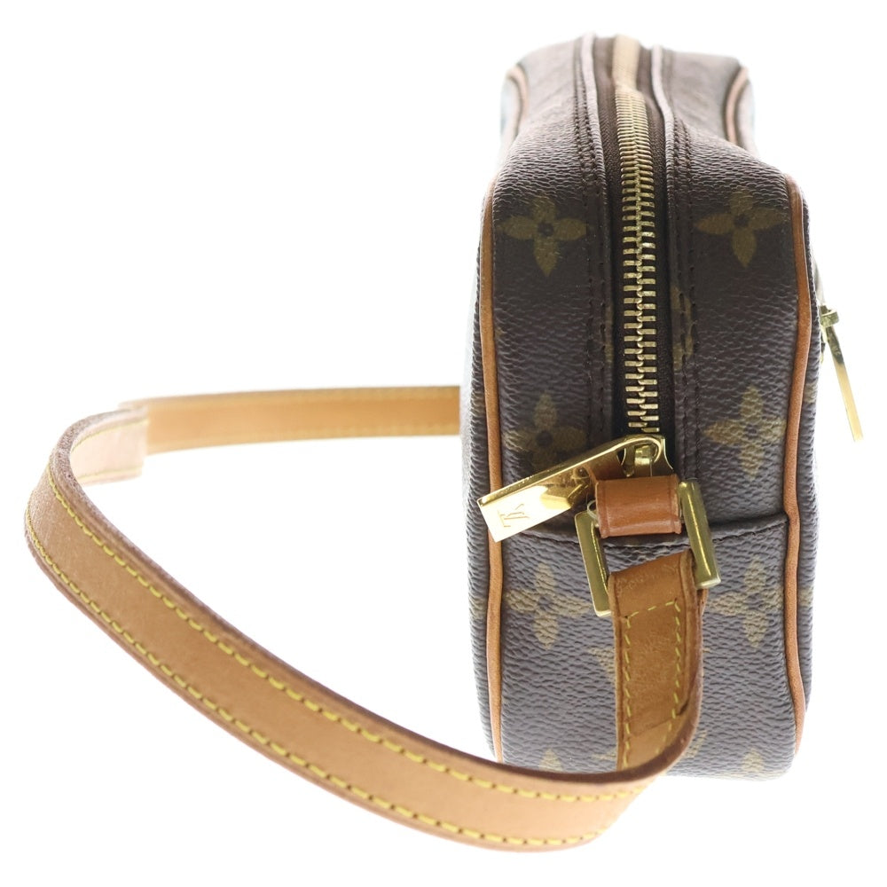 LOUIS VUITTON(ルイヴィトン) モノグラム ポシェット・シテ ショルダーバッグ ミニバッグ ブラウン レザー×PVC M51183 ゴールド金具 レディース