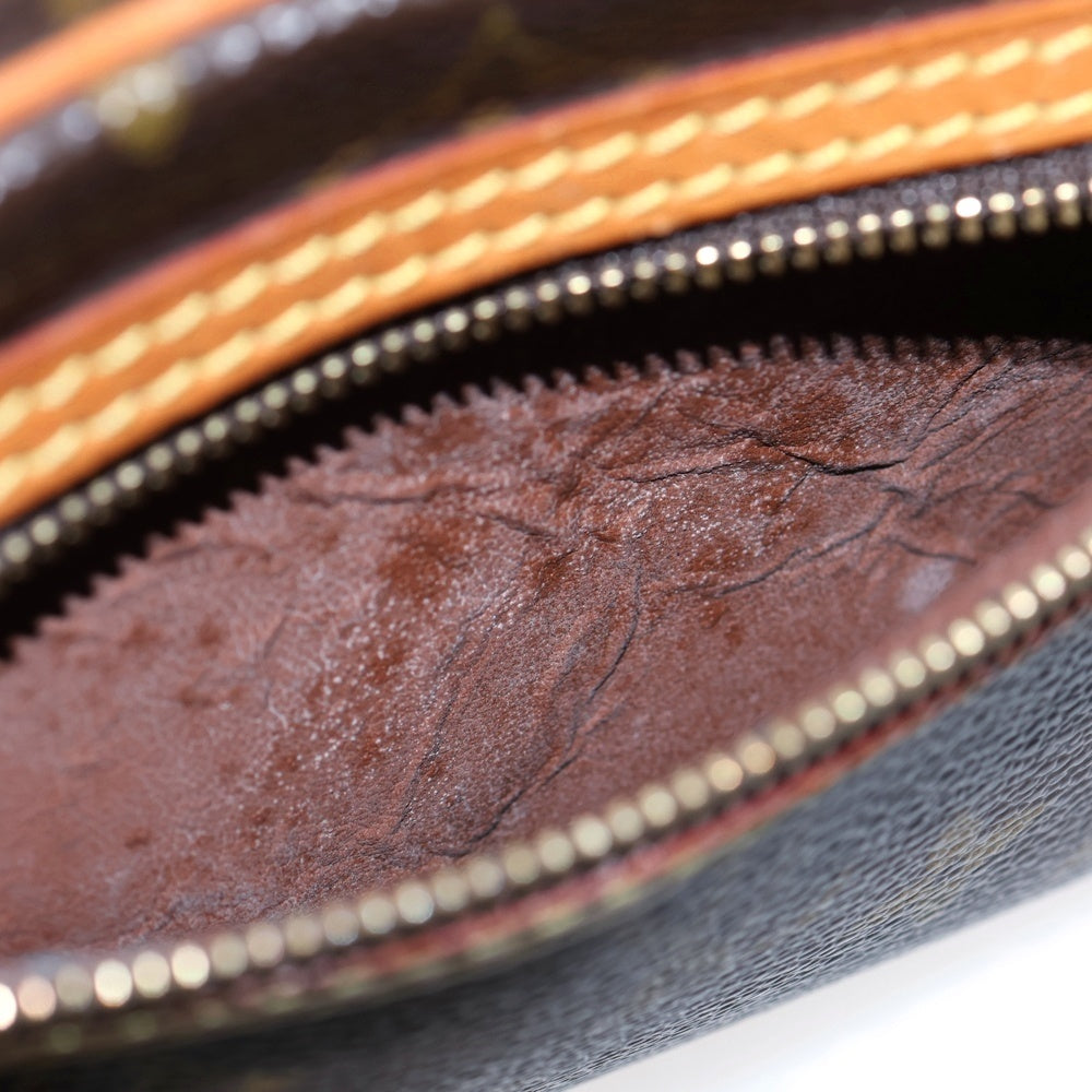 LOUIS VUITTON(ルイヴィトン) モノグラム ポシェット・シテ ショルダーバッグ ミニバッグ ブラウン レザー×PVC M51183 ゴールド金具 レディース