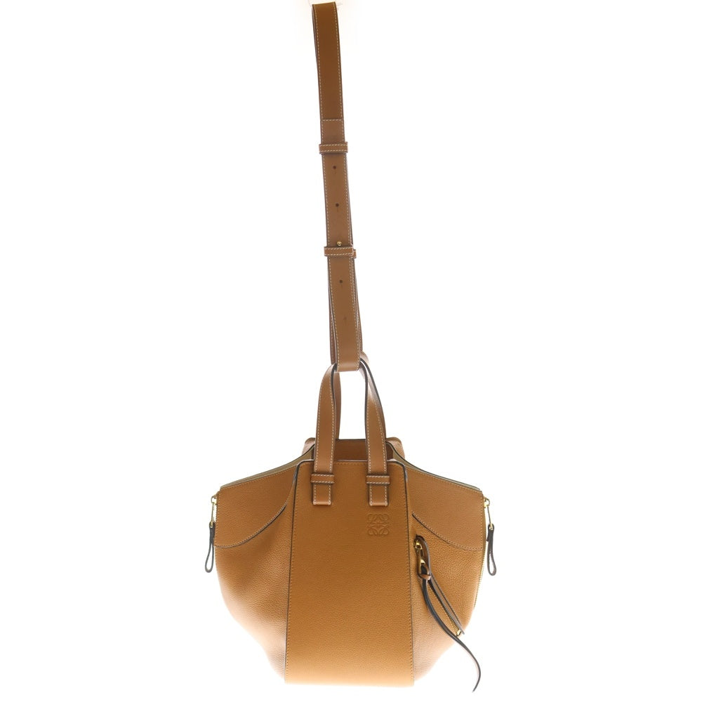 LOEWE(ロエベ) ハンモック スモール アナグラムロゴ レザー 2WAY ハンド ショルダーバッグ ゴールド金具 ブラウン レディース