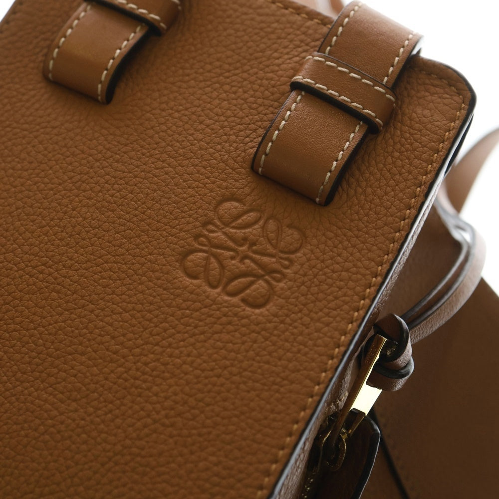 LOEWE(ロエベ) ハンモック スモール アナグラムロゴ レザー 2WAY ハンド ショルダーバッグ ゴールド金具 ブラウン レディース