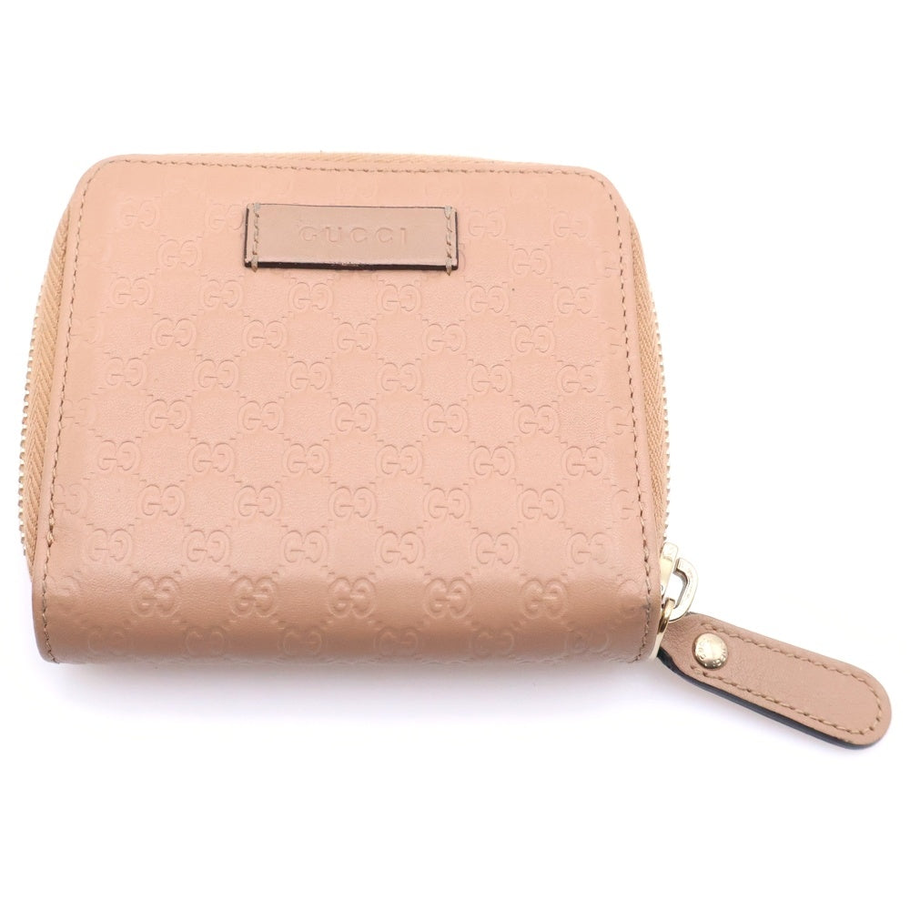 GUCCI(グッチ) マイクロ グッチシマ 二つ折り財布 コンパクトウォレット コインケース ベージュ レザー 449395 ゴールド金具