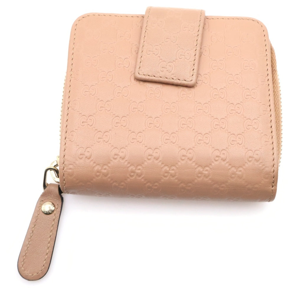 GUCCI(グッチ) マイクロ グッチシマ 二つ折り財布 コンパクトウォレット コインケース ベージュ レザー 449395 ゴールド金具