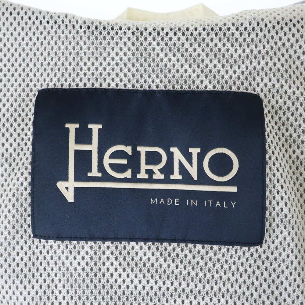 HERNO(ヘルノ) スウェット切り替え ナイロン フーデッド ジップアップ ベスト ホワイト/ベージュ GI000280U-12311S-1000