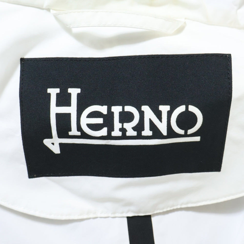 HERNO(ヘルノ) ウォーターレペレント ポリエステル ソリッド ダブルジップ ヨットパーカー フーデッド ナイロンジャケット ホワイト GI0154U-19339-1100