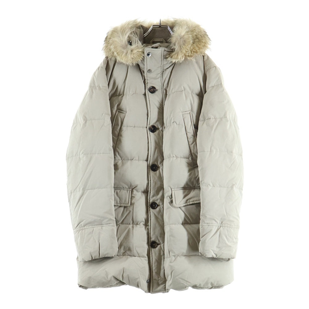 MOORER(ムーレー) FEYEM フェイエム ファー フーデッド ジップアップ ダウン ロング フィールドジャケット コート ベージュ
