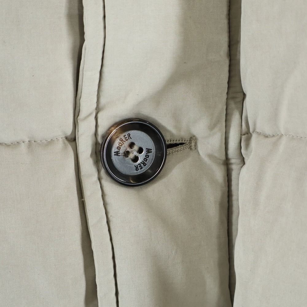 MOORER(ムーレー) FEYEM フェイエム ファー フーデッド ジップアップ ダウン ロング フィールドジャケット コート ベージュ