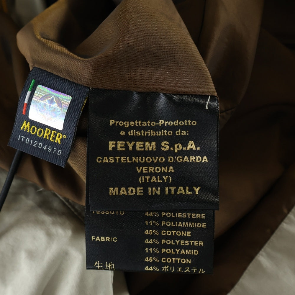 MOORER(ムーレー) FEYEM フェイエム ファー フーデッド ジップアップ ダウン ロング フィールドジャケット コート ベージュ