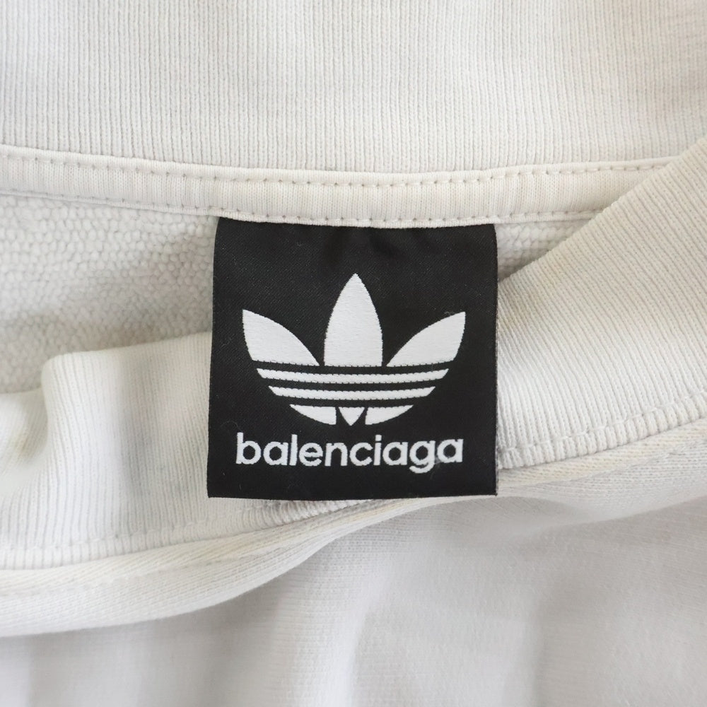 BALENCIAGA(バレンシアガ) 22AW ×adidas アディダス ロゴ刺繍 クルーネック プルオーバー スウェットトレーナー ホワイト 731777 レディース
