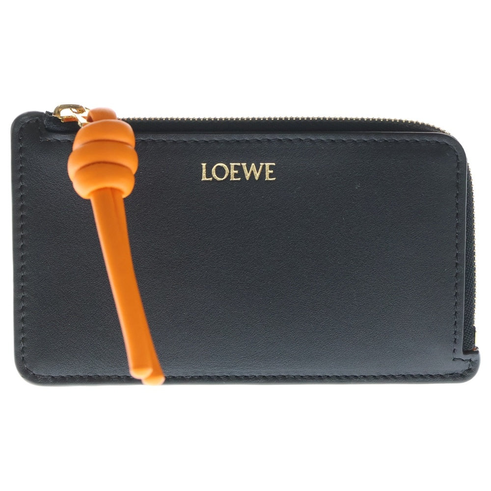 LOEWE(ロエベ) ノット フラグメントケース ブラック×オレンジ レザー ウォレット