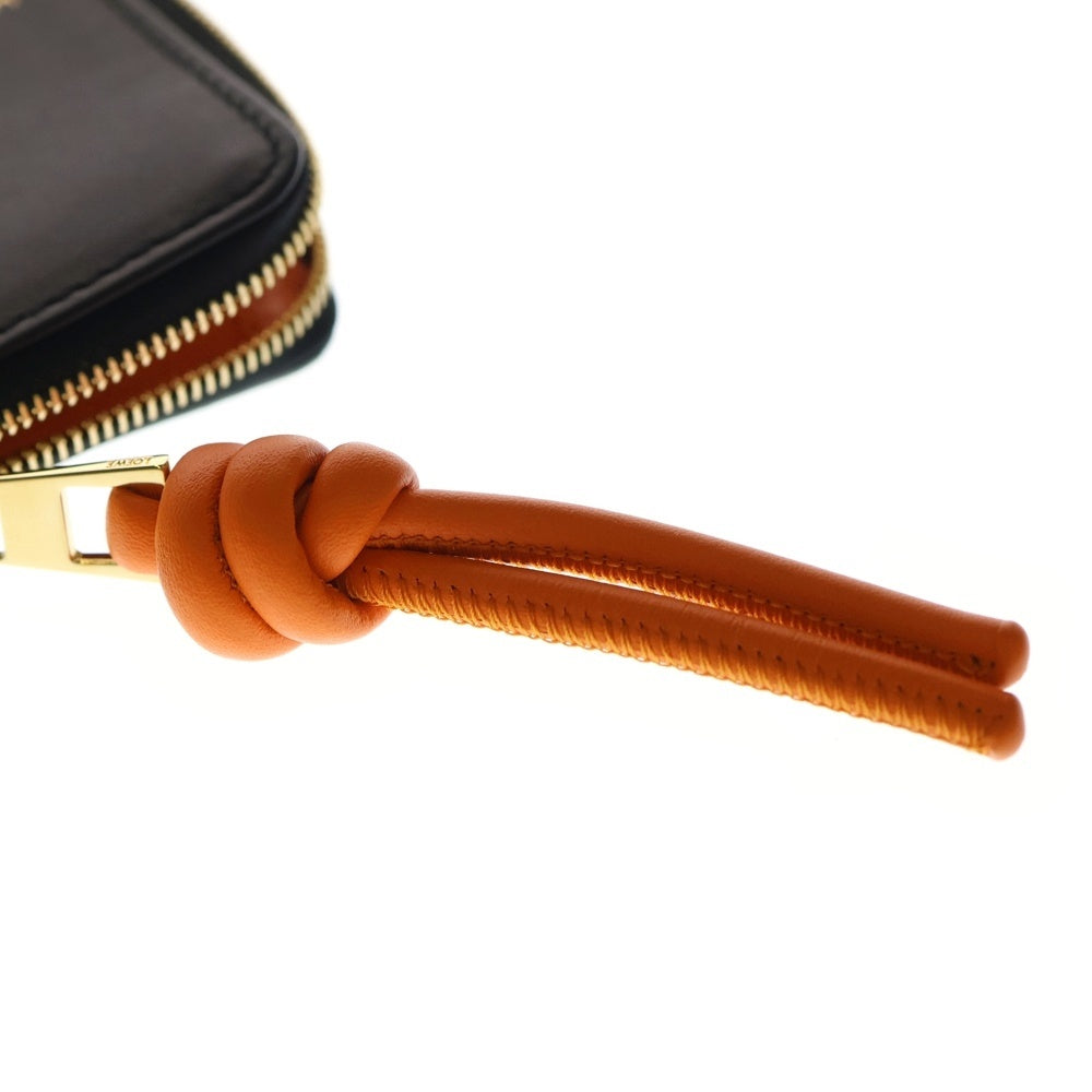 LOEWE(ロエベ) ノット フラグメントケース ブラック×オレンジ レザー ウォレット