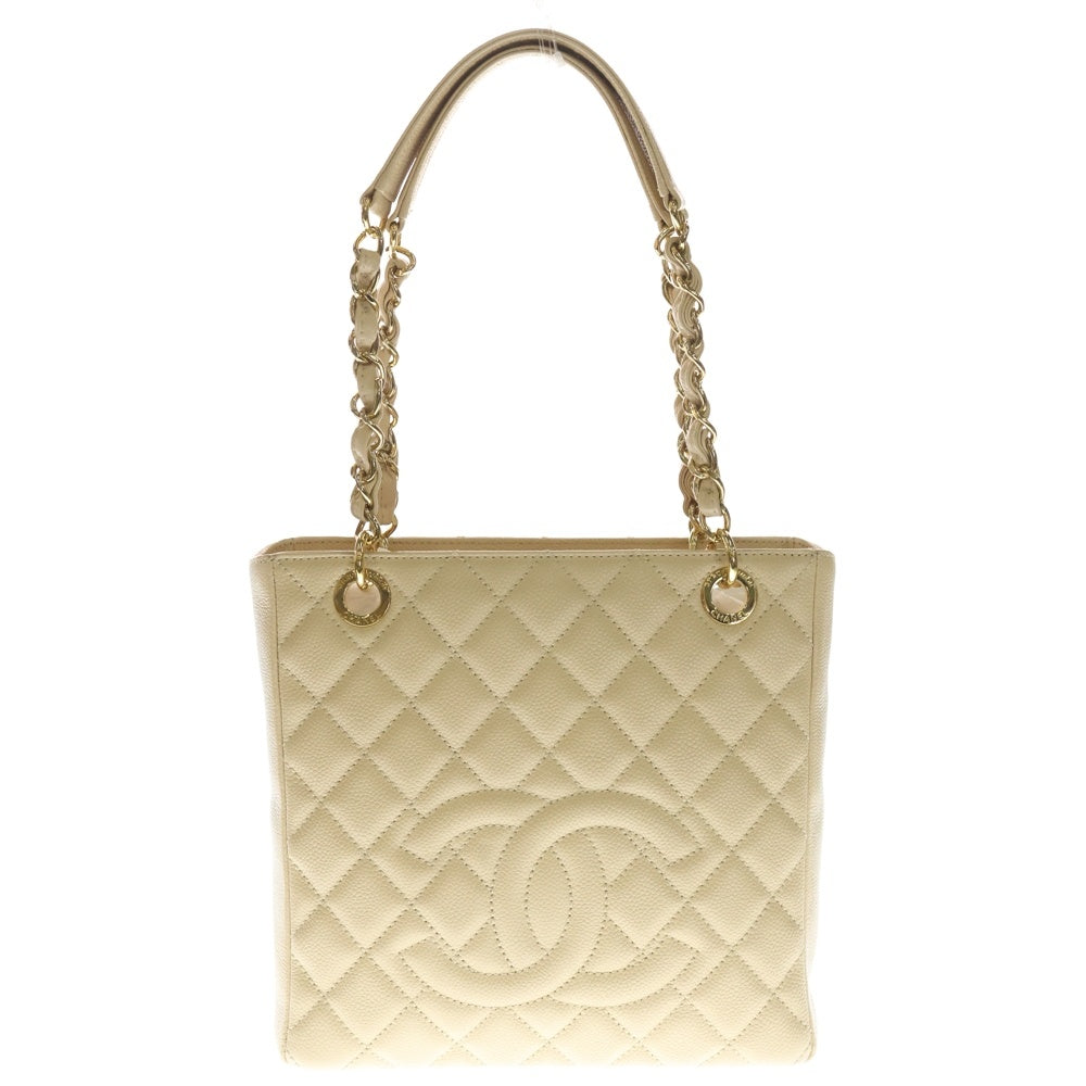 CHANEL(シャネル) マトラッセ PST チェーントートバッグ ハンドバッグ ベージュ キャビアスキン A50994 ゴールド金具 レディース