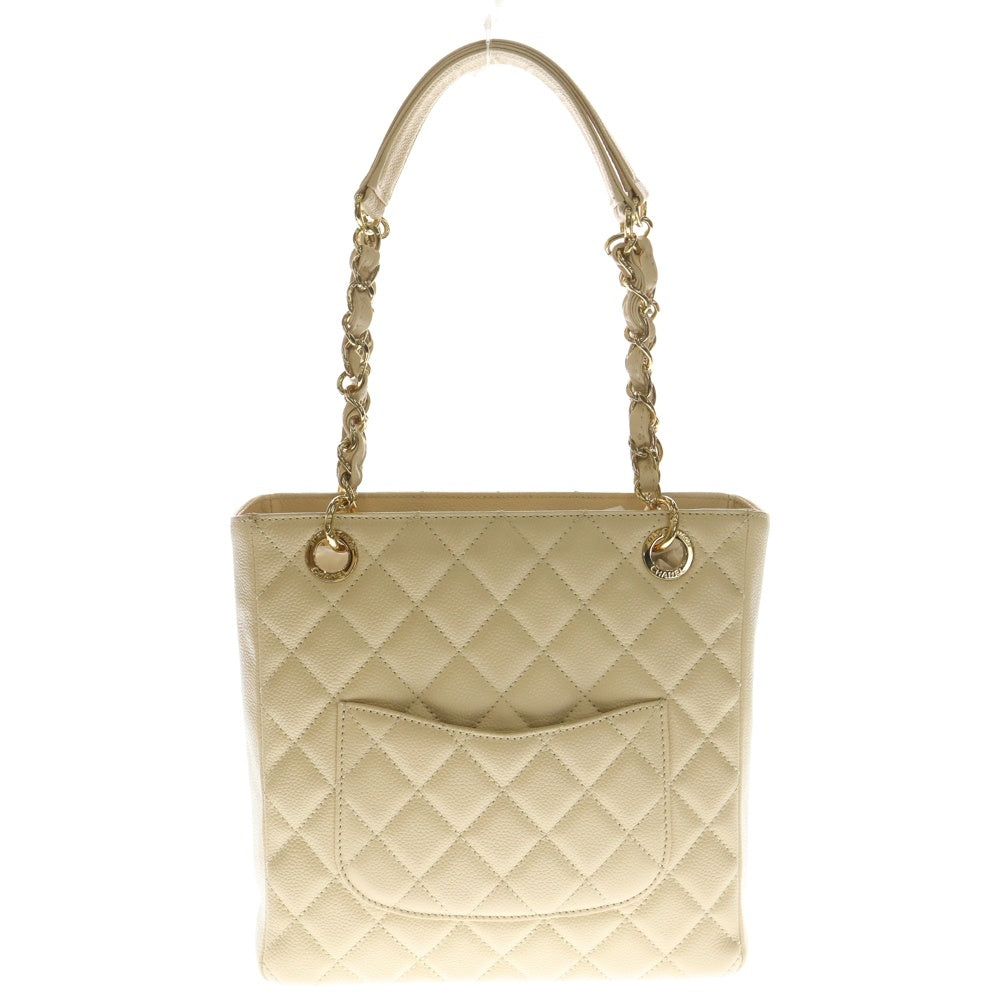 CHANEL(シャネル) マトラッセ PST チェーントートバッグ ハンドバッグ ベージュ キャビアスキン A50994 ゴールド金具 レディース