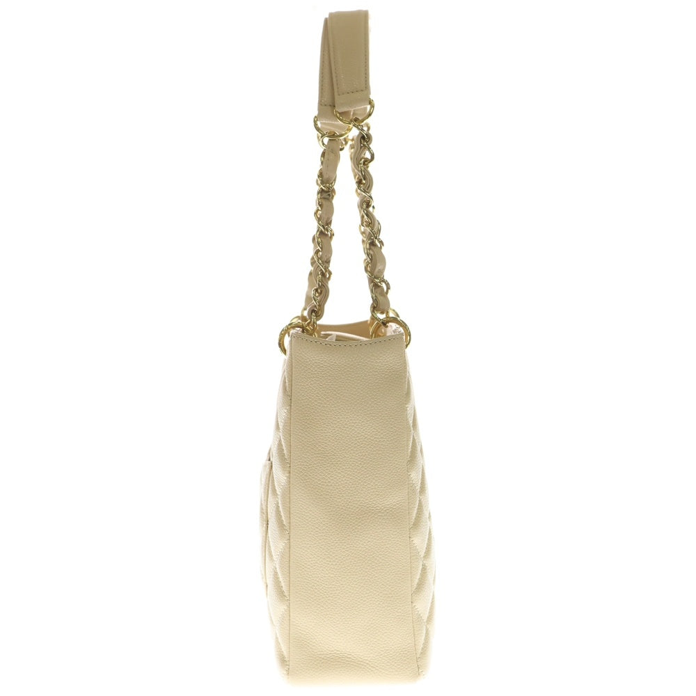 CHANEL(シャネル) マトラッセ PST チェーントートバッグ ハンドバッグ ベージュ キャビアスキン A50994 ゴールド金具 レディース