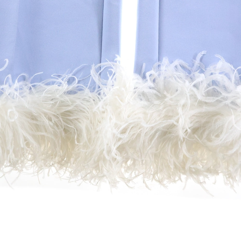 miumiu(ミュウミュウ) 18SS 裾フェザー ブーツカット フレア スラックスパンツ トラウザーズ ライトブルー レディース MP1296