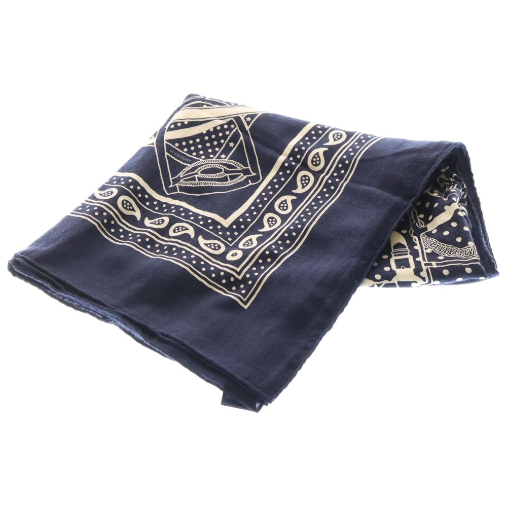 HERMES(エルメス) カレジェアン グランマネージュ スカーフ カシミヤ ネイビー×ホワイト レディース